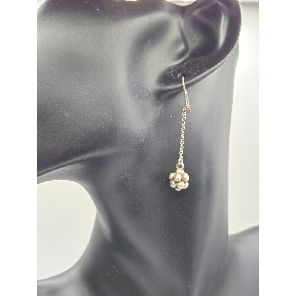 Vintage BIRKS signed sterling 925 dangling cluster ball hook pierced earrings